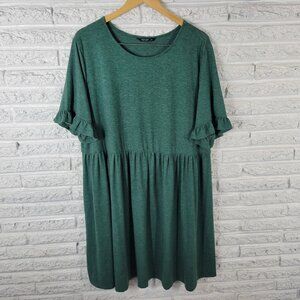 Shein Curve Womens Dress 3XL Plus Bell Sleeve Green Comfy Casual GRE30E